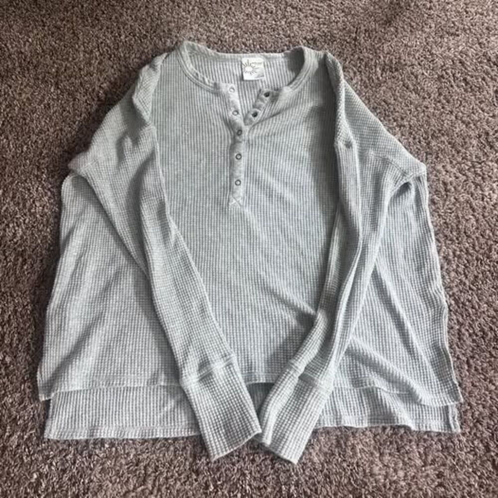 Offline aerie grey waffle long sleeve top